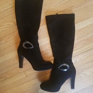 Black Suede Heel Boots